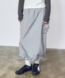 WM RIBBON NYLON LONG SKIRT light gray