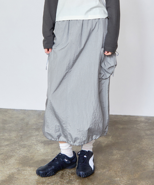 LMCの「WM RIBBON NYLON LONG SKIRT light gray(スカート・レディース・その他・S/M)」の1枚目の写真