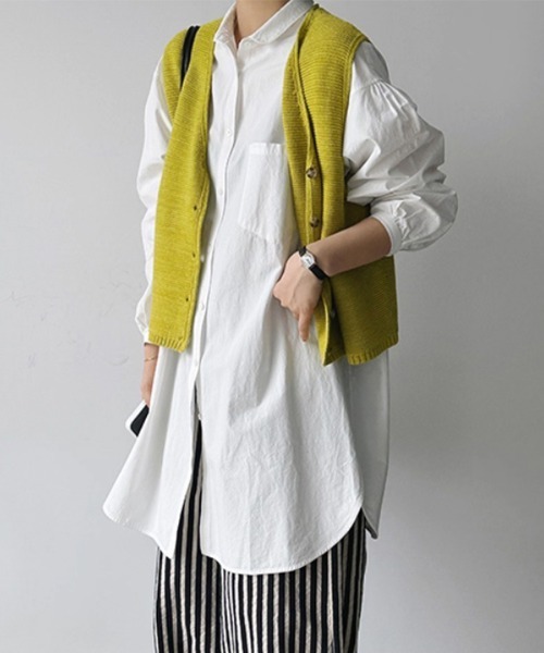 ONEP STAR(ワンピスター)の「スタンドカラー×ロングシャツ(シャツ/ブラウス・レディース・ホワイト・MEDIUM/X-LARGE/LARGE)」の4枚目の写真