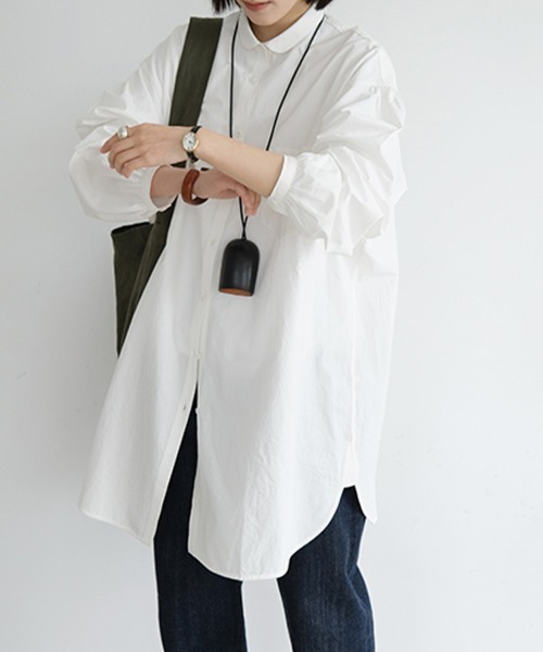 ONEP STAR(ワンピスター)の「スタンドカラー×ロングシャツ(シャツ/ブラウス・レディース・ホワイト・MEDIUM/X-LARGE/LARGE)」の6枚目の写真