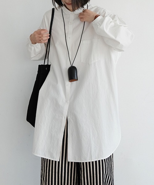 ONEP STAR(ワンピスター)の「スタンドカラー×ロングシャツ(シャツ/ブラウス・レディース・ホワイト・MEDIUM/X-LARGE/LARGE)」の7枚目の写真
