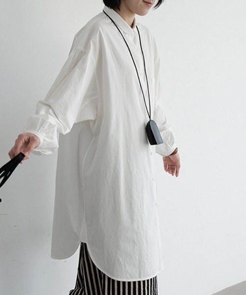 ONEP STAR(ワンピスター)の「スタンドカラー×ロングシャツ(シャツ/ブラウス・レディース・ホワイト・MEDIUM/X-LARGE/LARGE)」の8枚目の写真