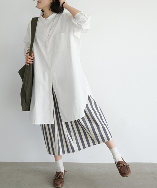 ONEP STAR(ワンピスター)の「スタンドカラー×ロングシャツ(シャツ/ブラウス・レディース・ホワイト・MEDIUM/X-LARGE/LARGE)」の11枚目の写真