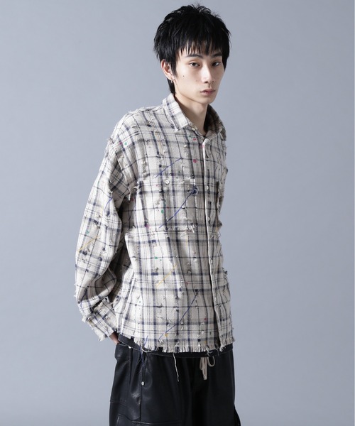 DANKE SCHON（ダンケシェーン）の「DankeSchon/ダンケシェーン/DAMAGE PAINT CHECK L/S SHIRTS（シャツ/ブラウス・メンズ・ブラック/ベージュ・M/L）」の2枚目の写真