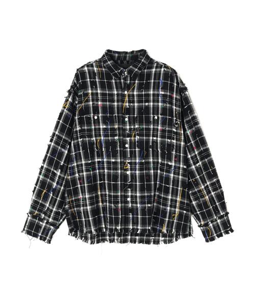 DANKE SCHON（ダンケシェーン）の「DankeSchon/ダンケシェーン/DAMAGE PAINT CHECK L/S SHIRTS（シャツ/ブラウス・メンズ・ブラック/ベージュ・M/L）」の6枚目の写真