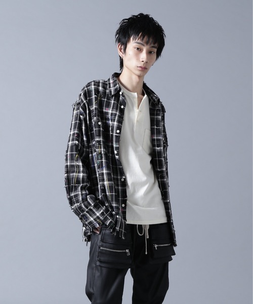 DANKE SCHON（ダンケシェーン）の「DankeSchon/ダンケシェーン/DAMAGE PAINT CHECK L/S SHIRTS（シャツ/ブラウス・メンズ・ブラック/ベージュ・M/L）」の3枚目の写真