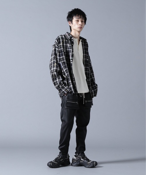 DANKE SCHON（ダンケシェーン）の「DankeSchon/ダンケシェーン/DAMAGE PAINT CHECK L/S SHIRTS（シャツ/ブラウス・メンズ・ブラック/ベージュ・M/L）」の4枚目の写真