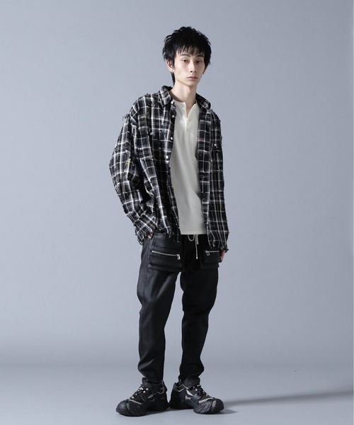 DANKE SCHON（ダンケシェーン）の「DankeSchon/ダンケシェーン/DAMAGE PAINT CHECK L/S SHIRTS（シャツ/ブラウス・メンズ・ブラック/ベージュ・M/L）」の5枚目の写真