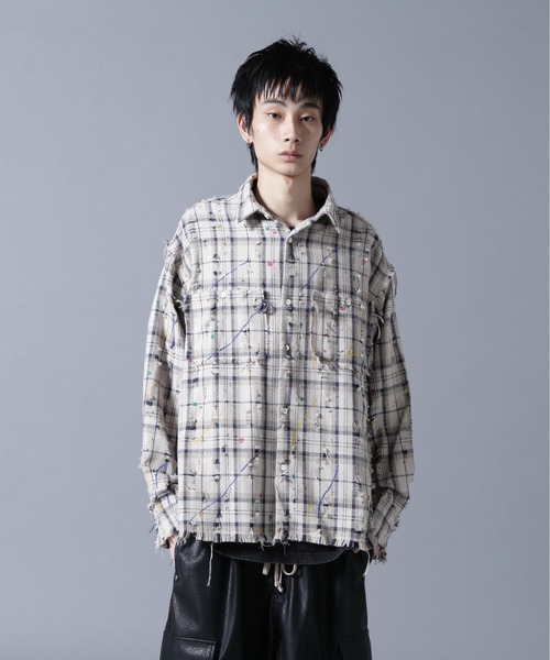 DANKE SCHON（ダンケシェーン）の「DankeSchon/ダンケシェーン/DAMAGE PAINT CHECK L/S SHIRTS（シャツ/ブラウス・メンズ・ブラック/ベージュ・M/L）」の7枚目の写真