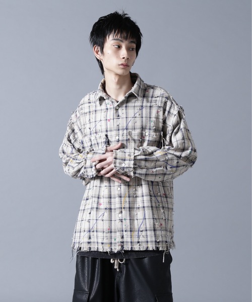 DANKE SCHON（ダンケシェーン）の「DankeSchon/ダンケシェーン/DAMAGE PAINT CHECK L/S SHIRTS（シャツ/ブラウス・メンズ・ブラック/ベージュ・M/L）」の8枚目の写真