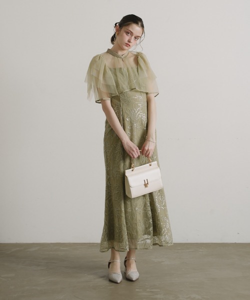 Dorry Doll（ドリードール）の「フラワーレースセットドレス（ドレス・レディース・グレイッシュベージュ/チャコール/グリーン・MEDIUM/SMALL/LARGE）」の6枚目の写真