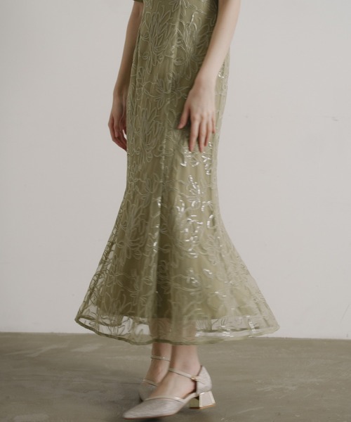 Dorry Doll（ドリードール）の「フラワーレースセットドレス（ドレス・レディース・グレイッシュベージュ/チャコール/グリーン・MEDIUM/SMALL/LARGE）」の12枚目の写真