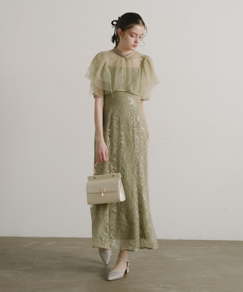 Dorry Doll（ドリードール）の「フラワーレースセットドレス（ドレス・レディース・グレイッシュベージュ/チャコール/グリーン・MEDIUM/SMALL/LARGE）」の5枚目の写真