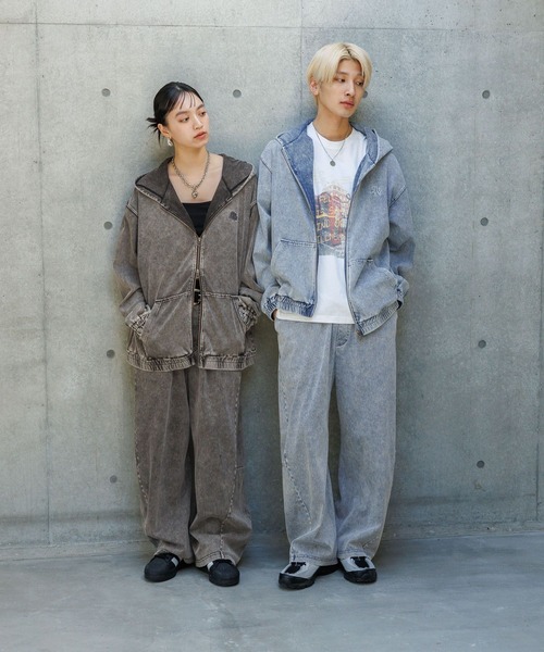 PBLIM（ページボーイリム）の「《UNISEX/まるでデニム見え！/紫外線カット/ストレッチ》マルデニZIPフーディ（パーカー・レディース・ブルー/ブラック・FREE）」の10枚目の写真