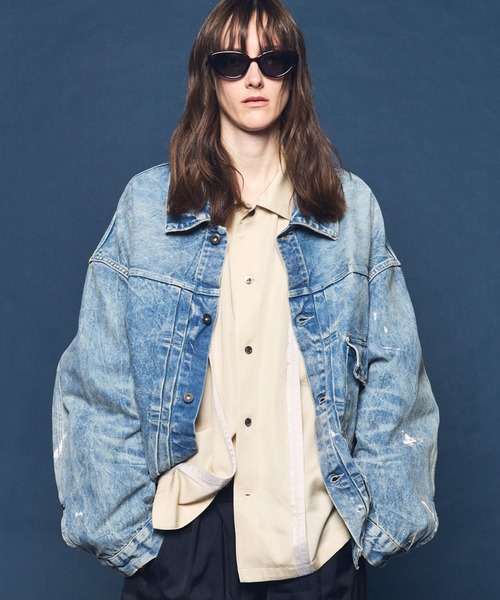 MAISON SPECIAL（メゾンスペシャル）の「《UNISEX》【Vintage Style Denim Fabric】Prime-Over Trucker Denim Jacket/【ヴィンテージスタイルデニム】プライムオーバートラッカージャケット【MAISON SPECIAL/メゾンスペシャル】■セットアップ対応■（デニムジャケット・メンズ・ブラック/ホワイト/ブルー・2/1/0）」の3枚目の写真