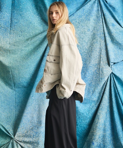 MAISON SPECIAL（メゾンスペシャル）の「《UNISEX》【Vintage Style Denim Fabric】Prime-Over Trucker Denim Jacket/【ヴィンテージスタイルデニム】プライムオーバートラッカージャケット【MAISON SPECIAL/メゾンスペシャル】■セットアップ対応■（デニムジャケット・メンズ・ブラック/ホワイト/ブルー・2/1/0）」の21枚目の写真