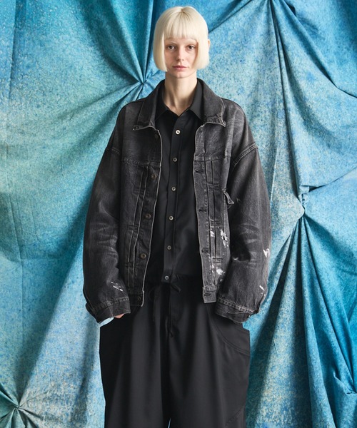 MAISON SPECIAL（メゾンスペシャル）の「《UNISEX》【Vintage Style Denim Fabric】Prime-Over Trucker Denim Jacket/【ヴィンテージスタイルデニム】プライムオーバートラッカージャケット【MAISON SPECIAL/メゾンスペシャル】■セットアップ対応■（デニムジャケット・メンズ・ブラック/ホワイト/ブルー・2/1/0）」の17枚目の写真