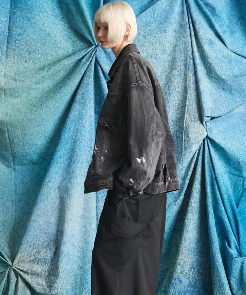 MAISON SPECIAL（メゾンスペシャル）の「《UNISEX》【Vintage Style Denim Fabric】Prime-Over Trucker Denim Jacket/【ヴィンテージスタイルデニム】プライムオーバートラッカージャケット【MAISON SPECIAL/メゾンスペシャル】■セットアップ対応■（デニムジャケット・メンズ・ブラック/ホワイト/ブルー・2/1/0）」の18枚目の写真