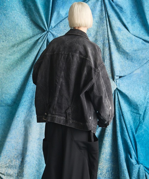 MAISON SPECIAL（メゾンスペシャル）の「《UNISEX》【Vintage Style Denim Fabric】Prime-Over Trucker Denim Jacket/【ヴィンテージスタイルデニム】プライムオーバートラッカージャケット【MAISON SPECIAL/メゾンスペシャル】■セットアップ対応■（デニムジャケット・メンズ・ブラック/ホワイト/ブルー・2/1/0）」の19枚目の写真