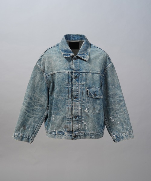 MAISON SPECIAL（メゾンスペシャル）の「《UNISEX》【Vintage Style Denim Fabric】Prime-Over Trucker Denim Jacket/【ヴィンテージスタイルデニム】プライムオーバートラッカージャケット【MAISON SPECIAL/メゾンスペシャル】■セットアップ対応■（デニムジャケット・メンズ・ブラック/ホワイト/ブルー・2/1/0）」の5枚目の写真