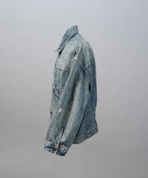 MAISON SPECIAL（メゾンスペシャル）の「《UNISEX》【Vintage Style Denim Fabric】Prime-Over Trucker Denim Jacket/【ヴィンテージスタイルデニム】プライムオーバートラッカージャケット【MAISON SPECIAL/メゾンスペシャル】■セットアップ対応■（デニムジャケット・メンズ・ブラック/ホワイト/ブルー・2/1/0）」の6枚目の写真