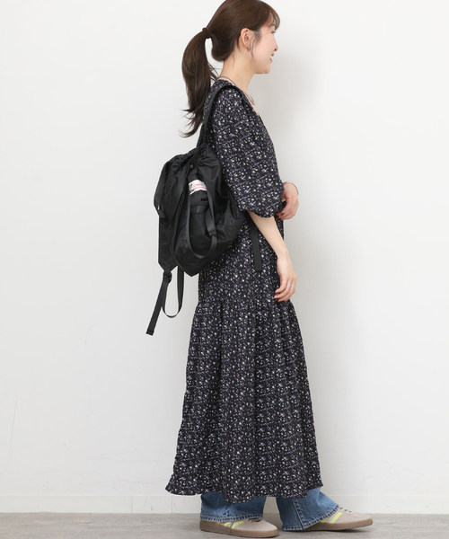 JOURNAL STANDARD relume（ジャーナルスタンダード　レリューム）の「《WEB限定》フラワークレープギャザーワンピース（ワンピース・レディース・イエロー/パープル・FREE）」の6枚目の写真