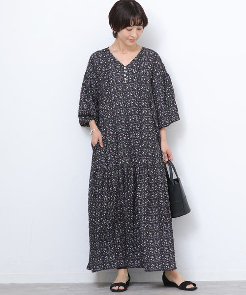 JOURNAL STANDARD relume（ジャーナルスタンダード　レリューム）の「《WEB限定》フラワークレープギャザーワンピース（ワンピース・レディース・イエロー/パープル・FREE）」の10枚目の写真