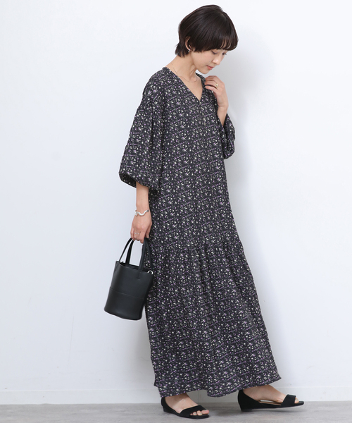 JOURNAL STANDARD relume（ジャーナルスタンダード　レリューム）の「《WEB限定》フラワークレープギャザーワンピース（ワンピース・レディース・イエロー/パープル・FREE）」の11枚目の写真