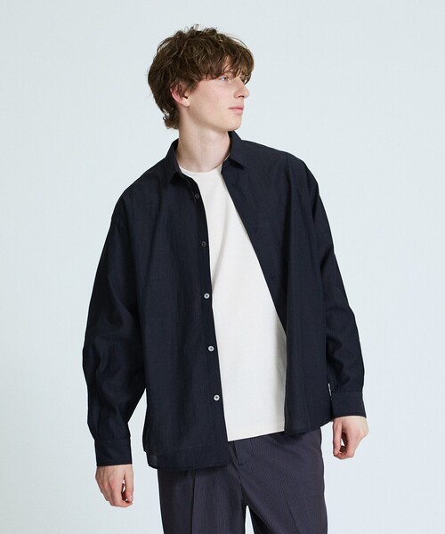 ABAHOUSE(アバハウス)の「シアーウール オーバーサイズ レギュラーカラーシャツ(シャツ/ブラウス・メンズ・ブラック/ブラウン/グレイッシュベージュ・46/48)」の14枚目の写真