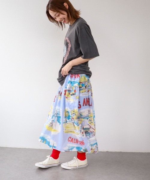 Three Four Time（ｽﾘｰﾌｫｰﾀｲﾑ）の「レトロヴィンテージ柄スカート（スカート・レディース・パープル・FREE）」の7枚目の写真