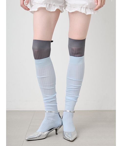 SORIN（ソリン　）の「Bright Rib Knee-high Socks/ブライトリブ ニーハイソックス（ソックス/靴下・レディース・ピンク/サックスブルー/ダークグレー・F）」の4枚目の写真