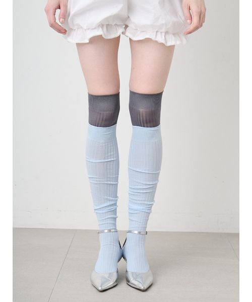 SORIN（ソリン　）の「Bright Rib Knee-high Socks/ブライトリブ ニーハイソックス（ソックス/靴下・レディース・ピンク/サックスブルー/ダークグレー・F）」の5枚目の写真