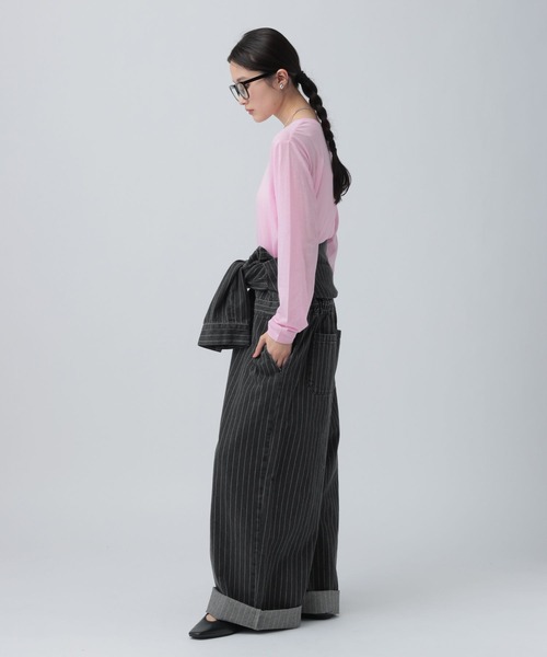 LEPSIM（レプシィム）の「ヒッコリーオールインワン　641372（その他パンツ・レディース・ブルー/チャコールグレー・FREE）」の5枚目の写真