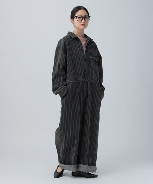 LEPSIM（レプシィム）の「ヒッコリーオールインワン　641372（その他パンツ・レディース・ブルー/チャコールグレー・FREE）」の7枚目の写真