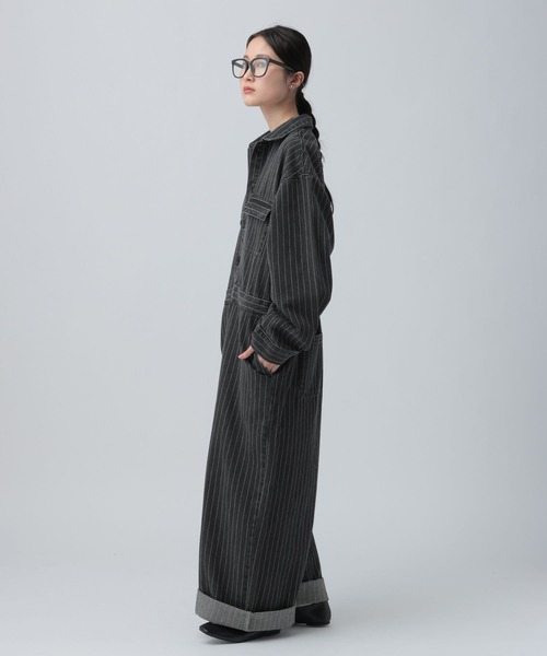 LEPSIM（レプシィム）の「ヒッコリーオールインワン　641372（その他パンツ・レディース・ブルー/チャコールグレー・FREE）」の8枚目の写真