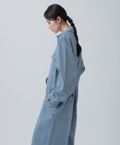 LEPSIM（レプシィム）の「ヒッコリーオールインワン　641372（その他パンツ・レディース・ブルー/チャコールグレー・FREE）」の10枚目の写真