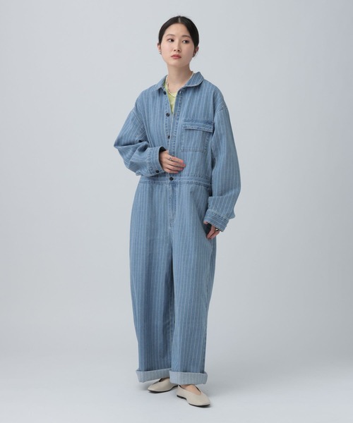 LEPSIM（レプシィム）の「ヒッコリーオールインワン　641372（その他パンツ・レディース・ブルー/チャコールグレー・FREE）」の13枚目の写真