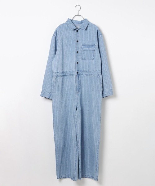 LEPSIM（レプシィム）の「ヒッコリーオールインワン　641372（その他パンツ・レディース・ブルー/チャコールグレー・FREE）」の14枚目の写真