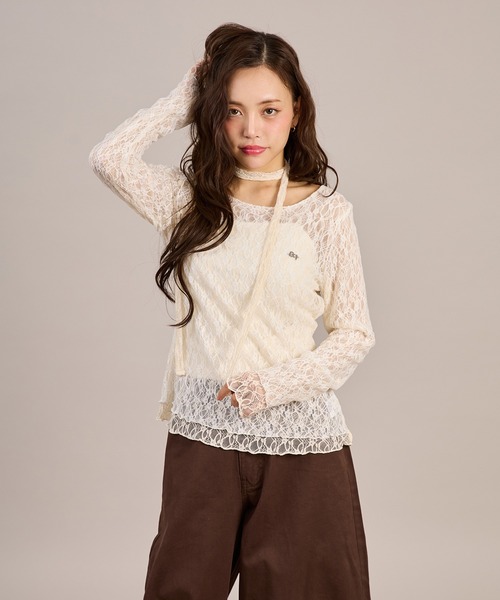 apres jour mignon(アプレジュールミニョン)の「レースタイ付きリバーシブルプルオーバー(Tシャツ/カットソー・レディース・ホワイト/ブルー/ブラック・フリー/LARGE)」の10枚目の写真