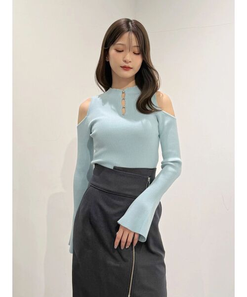 MERCURYDUO（マーキュリーデュオ）の「前後2WAY金ボタンアメスリニット（ニット/セーター・レディース・ミント/オフホワイト/ベージュ・FREE）」の17枚目の写真