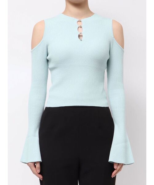 MERCURYDUO（マーキュリーデュオ）の「前後2WAY金ボタンアメスリニット（ニット/セーター・レディース・ミント/オフホワイト/ベージュ・FREE）」の14枚目の写真