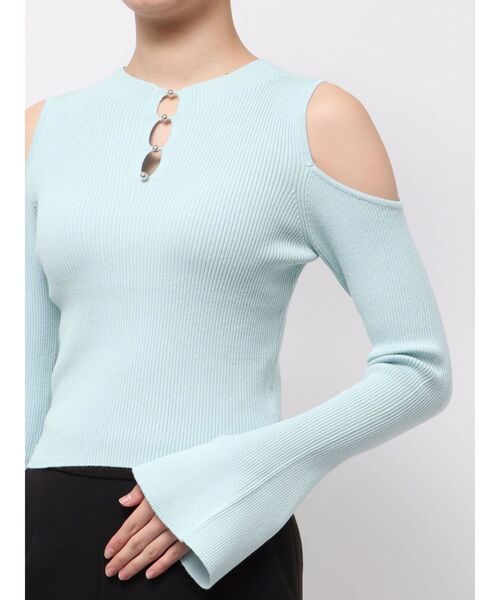 MERCURYDUO（マーキュリーデュオ）の「前後2WAY金ボタンアメスリニット（ニット/セーター・レディース・ミント/オフホワイト/ベージュ・FREE）」の10枚目の写真