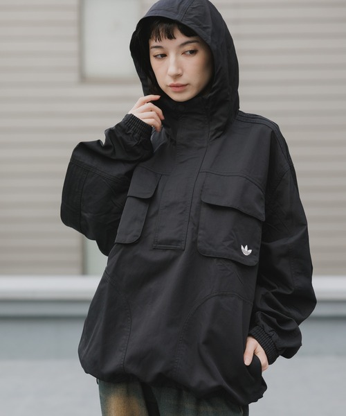 adidas(アディダス)の「adidas/アディダス トレフォイルロゴ ブリットコアパーカー ナイロンジャケット 2026年 夏 夏服(ナイロンジャケット・メンズ・ブラック・M/L/XL)」の1枚目の写真