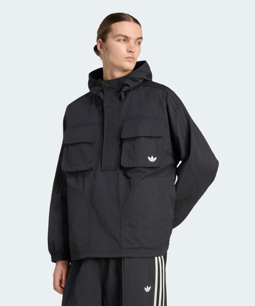 adidas(アディダス)の「adidas/アディダス トレフォイルロゴ ブリットコアパーカー ナイロンジャケット 2026年 夏 夏服(ナイロンジャケット・メンズ・ブラック・M/L/XL)」の6枚目の写真