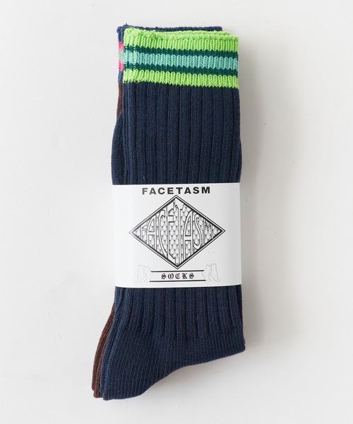 FACETASM（ファセッタズム）の「FACETASM/ファセッタズム 手編み風 2Pハイソックス 2026年春夏（ソックス/靴下・メンズ・ホワイト系その他/ブルー系その他・FREE）」の7枚目の写真