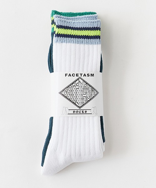 FACETASM（ファセッタズム）の「FACETASM/ファセッタズム 手編み風 2Pハイソックス 2026年春夏（ソックス/靴下・メンズ・ホワイト系その他/ブルー系その他・FREE）」の3枚目の写真