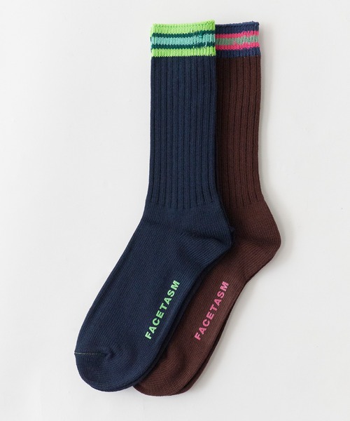 FACETASM（ファセッタズム）の「FACETASM/ファセッタズム 手編み風 2Pハイソックス 2026年春夏（ソックス/靴下・メンズ・ホワイト系その他/ブルー系その他・FREE）」の8枚目の写真