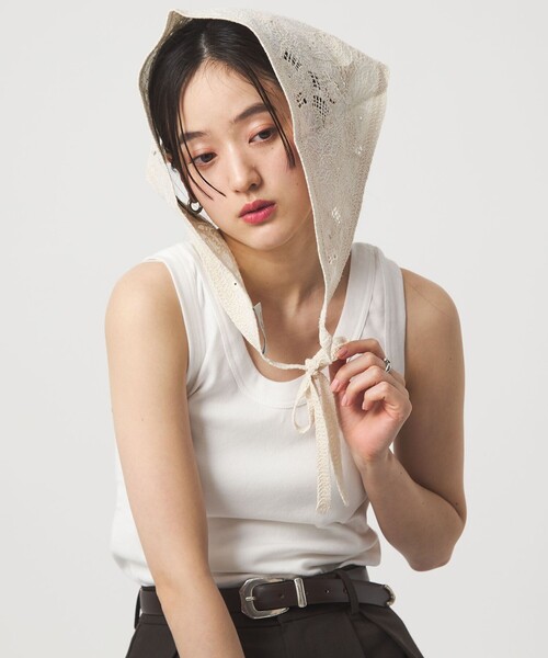 green label relaxing(グリーンレーベルリラクシング)の「レース バブーシュカ(その他ヘアアクセサリー・レディース・オフホワイト/ブラック・FREE)」の3枚目の写真