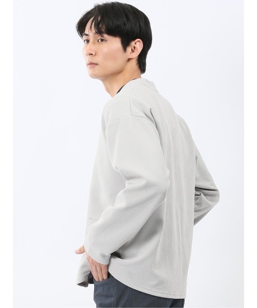 m.f.editorial（エムエフエディトリアル）の「【ストレッチ 羽織り カットアウター】カウラ/Kaule ふくれジャガード ノーカラーカーディガン（カーディガン/ボレロ・メンズ・ネイビー/ライトグレー/ブラック・X-LARGE/LARGE/MEDIUM）」の14枚目の写真