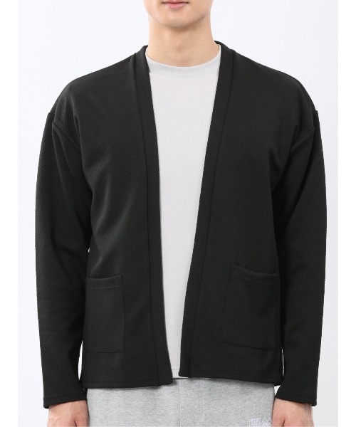 m.f.editorial（エムエフエディトリアル）の「【ストレッチ 羽織り カットアウター】カウラ/Kaule ふくれジャガード ノーカラーカーディガン（カーディガン/ボレロ・メンズ・ネイビー/ライトグレー/ブラック・X-LARGE/LARGE/MEDIUM）」の8枚目の写真